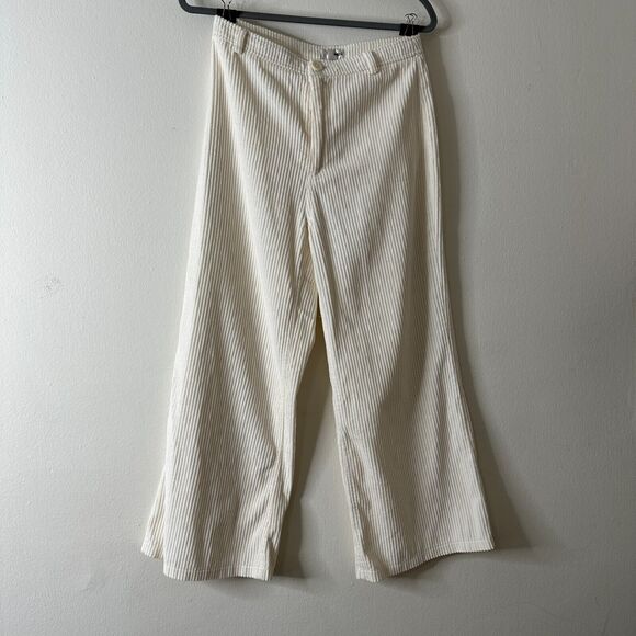 Amuse Society Winter White Wide Corduroy Back Pocket Ankle Flare Pants 27 - Picture 4 of 14
